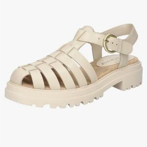 Bella Vita Women's Sinclaire Lug Sole Fisherman Sandals Natural Leather Size 7.5